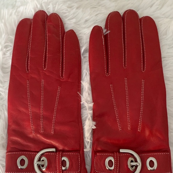 Coach Accessories - COACH RED LEATHER GLOVES